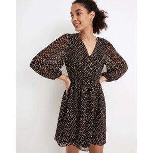 Madewell Georgette Button Front Mini Dress Adorable Ditsy Womens Small Dark Boho